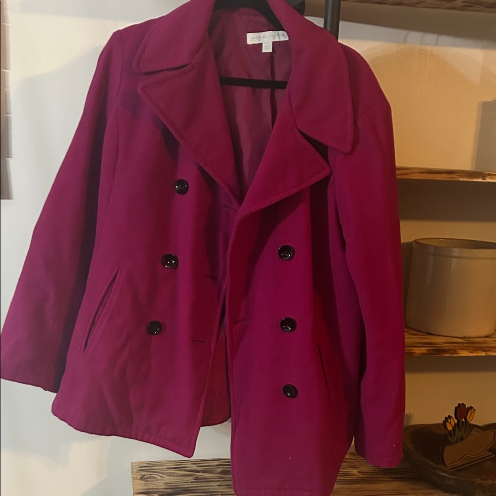 New York & Company Fuchsia Pea Coat